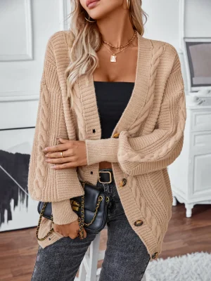 Twist Cross Single Breasted Knitted Cardigan Women’s Autumn