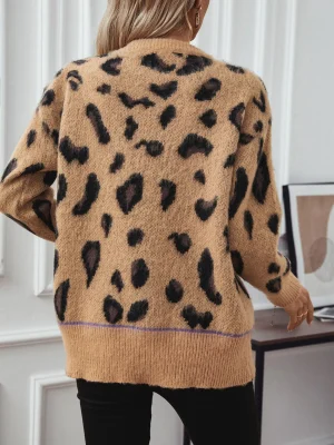 Women’s Leopard Knitted Sweater Autumn Winter Cloth