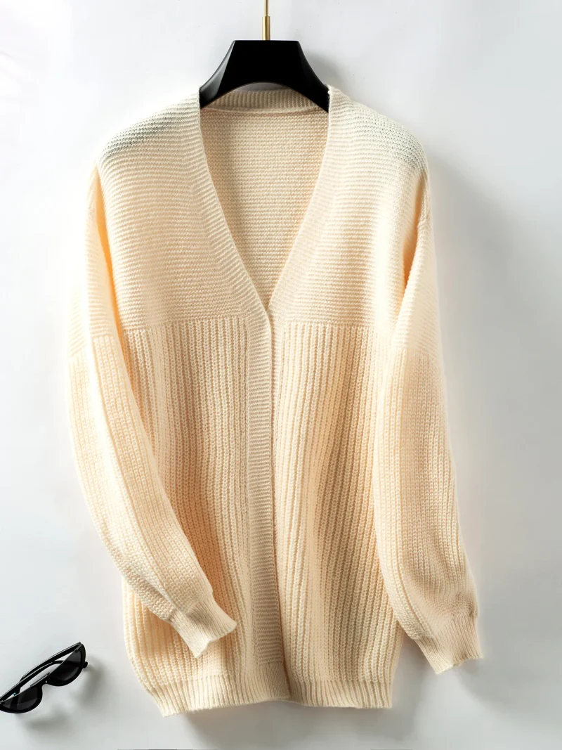 Autumn Winter Casual Loose Solid Color Long Knitted Cardigan Jacket - Image 15