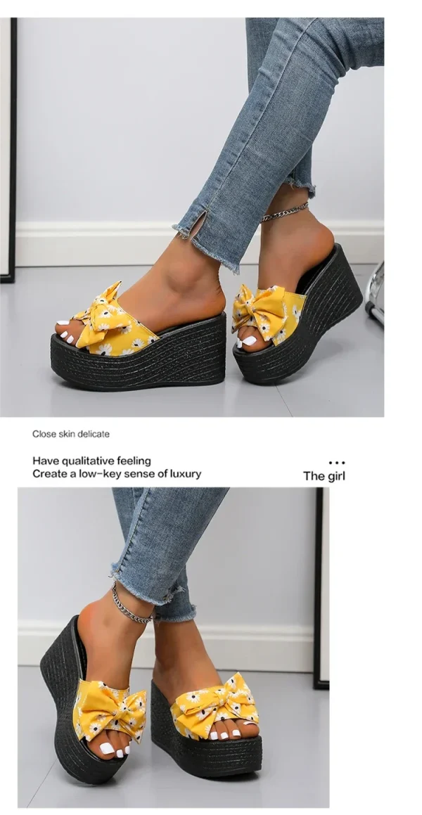 Women Sandals Platform Sandals Shoes Women Summer Sandals Bow Slipper - Image 9