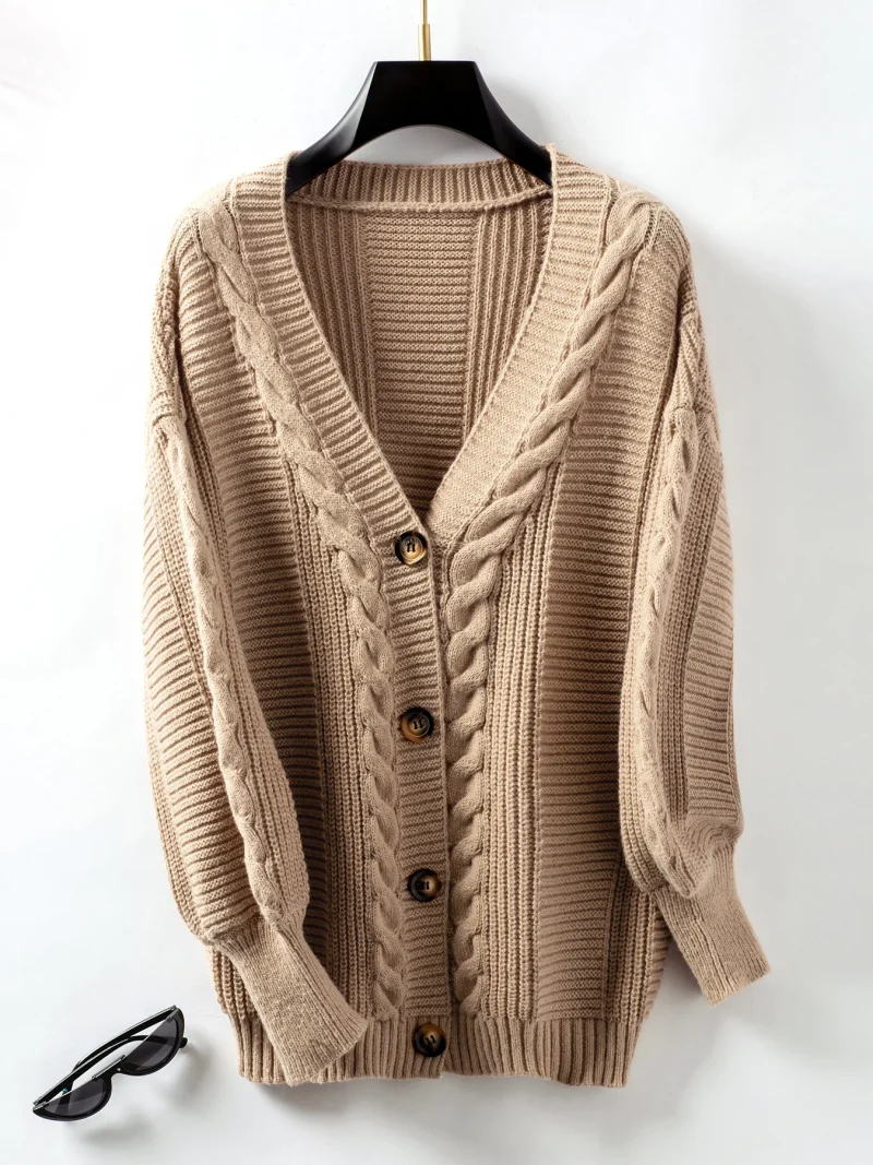 Twist Cross Single Breasted Knitted Cardigan Women's Autumn - Image 16