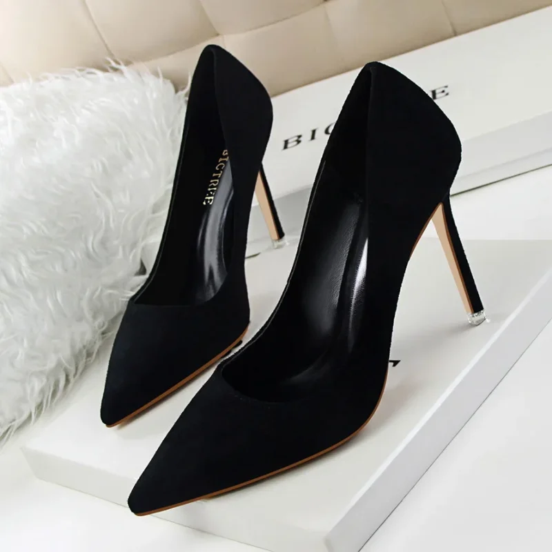 Women 9cm High Heels Yellow Burgundy Pumps - Image 19