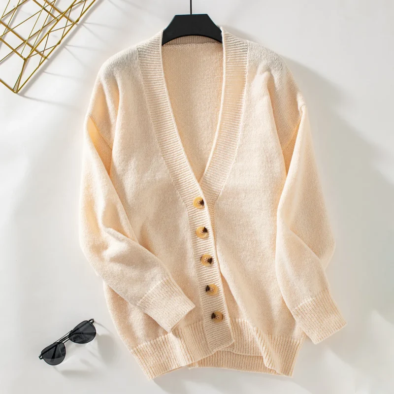 Winter Single Breasted V Neck Cardigans Women - Image 12