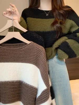 Women’s Autumn Winter Striped Sweater Korean Fashion