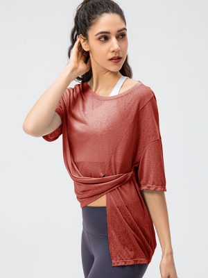 Quick-Dry Split Sports T-Shirt for Women – Spring/Summer