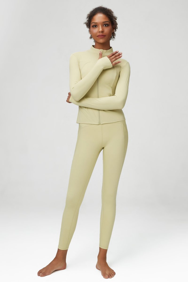 Three-Piece Nude Yoga Suit – Women's Sports Fitness Set
