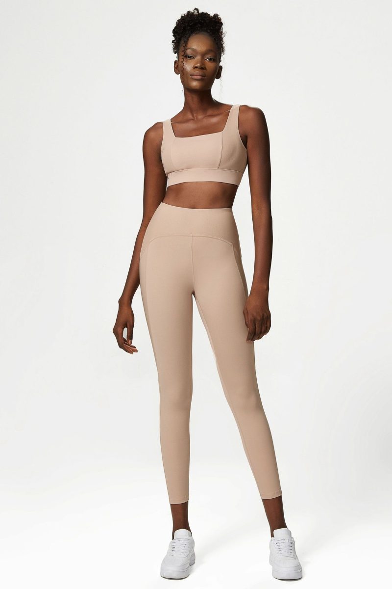Three-Piece Nude Yoga Suit – Women's Sports Fitness Set - Image 4