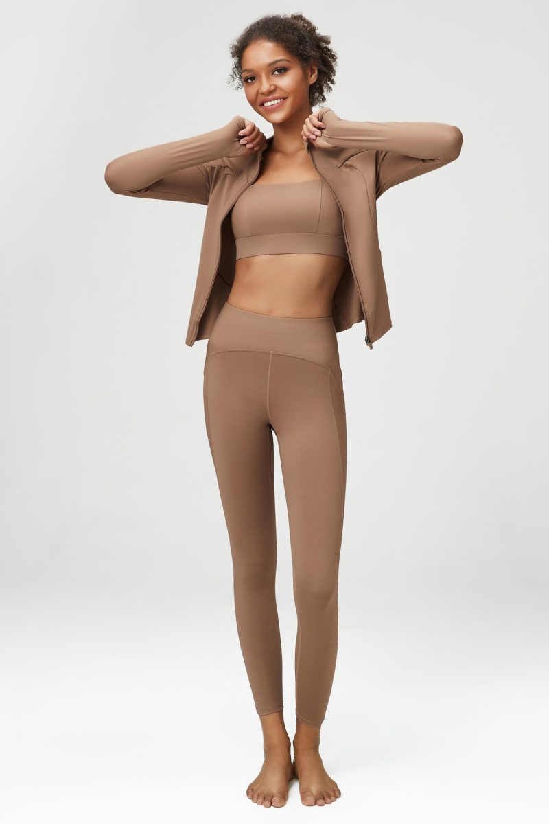 Three-Piece Nude Yoga Suit – Women's Sports Fitness Set - Image 5