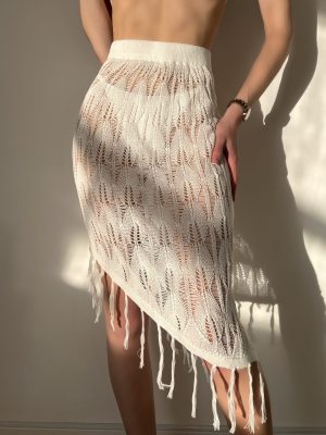 Tassel Beach Cover-Up Skirt with Cutout for Sun Protection