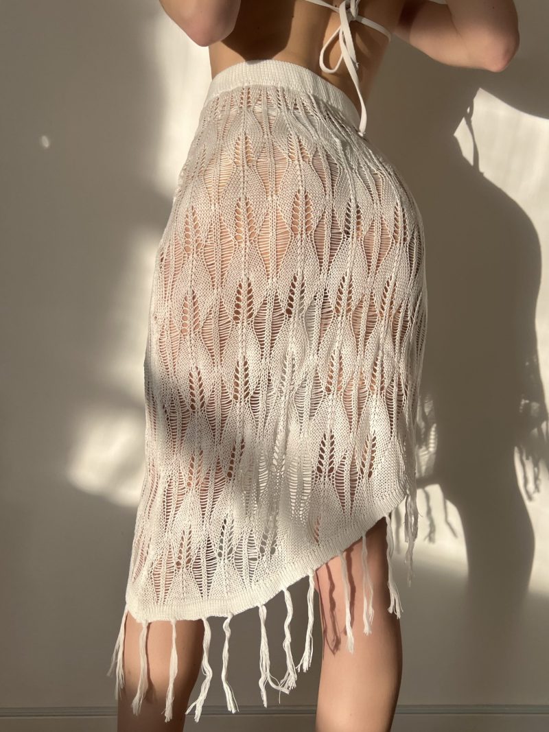Tassel Beach Cover-Up Skirt with Cutout for Sun Protection - Image 3