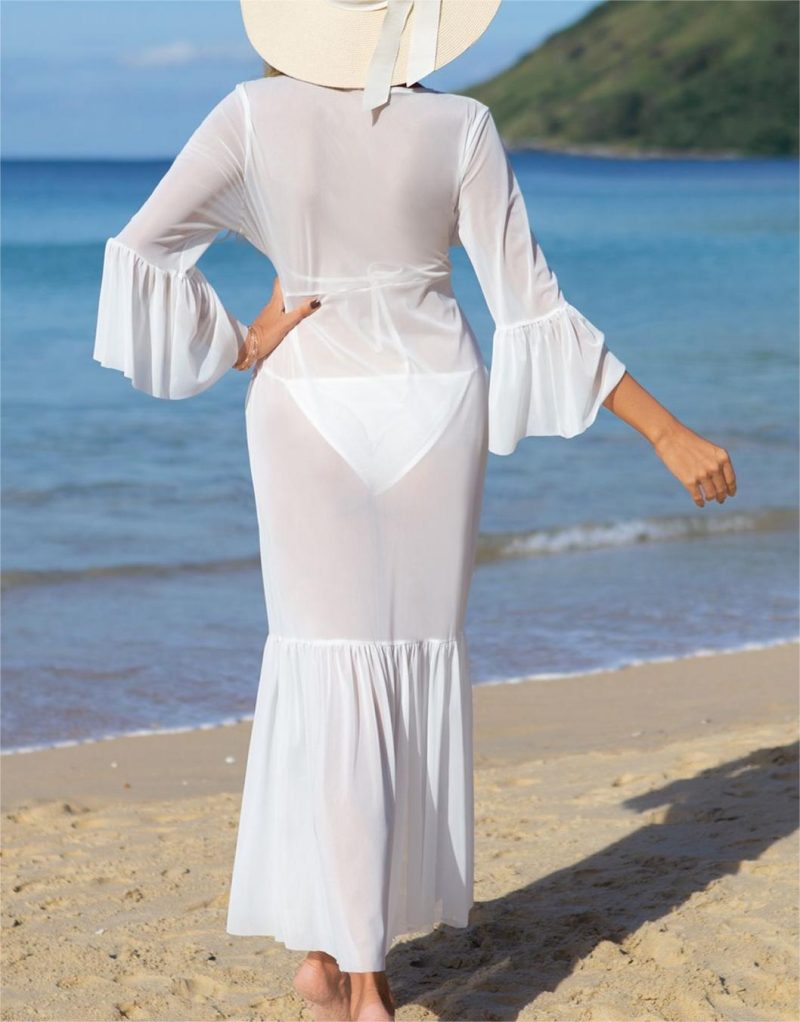 Elegant Long Sleeve Chiffon Beach Cover-Up for Sun Protection - Image 6