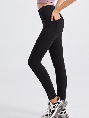 High Waist Straight Yoga Jeans for Women – Slimming Pencil Pants