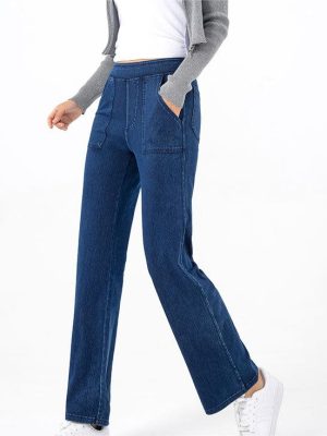 Women’s Summer Multi-Pocket Retro High Waist Wide Leg Workwear Jeans