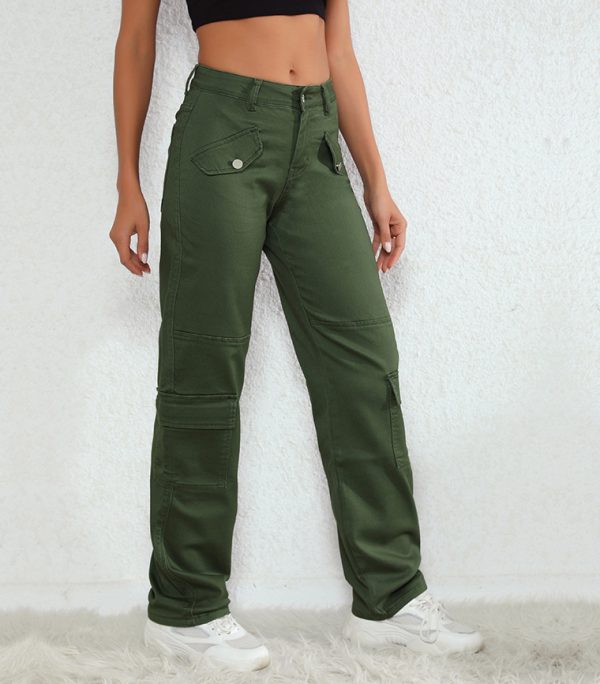 Spring Autumn Cargo Jeans for Women – Straight Leg Pants