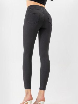 High Waist Yoga Jeans for Women – Slimming Hip Raise & Double Pocket