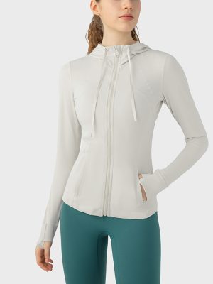 Slim Fit Hooded Jacket – Elastic Running & Yoga Jacket for Women