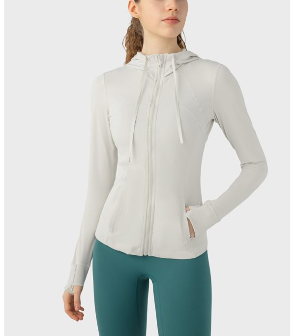 Slim Fit Hooded Jacket - Elastic Running & Yoga Jacket for Women