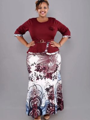 Plus Size Women’s Spring Autumn Top & Skirt Two-Piece Set