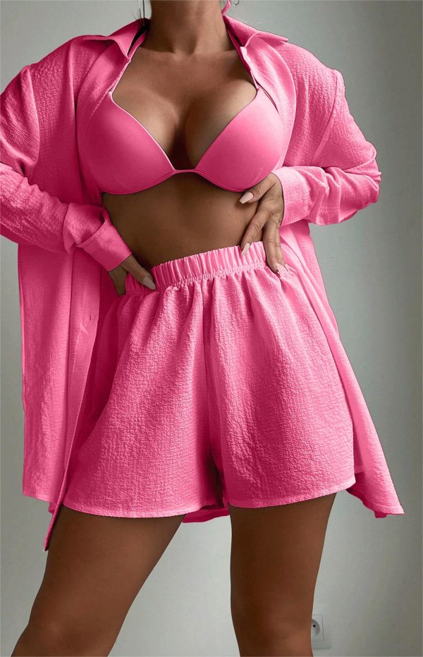 Solid Color Beach Cover-Up Two-Piece Set for Vacation - Image 4