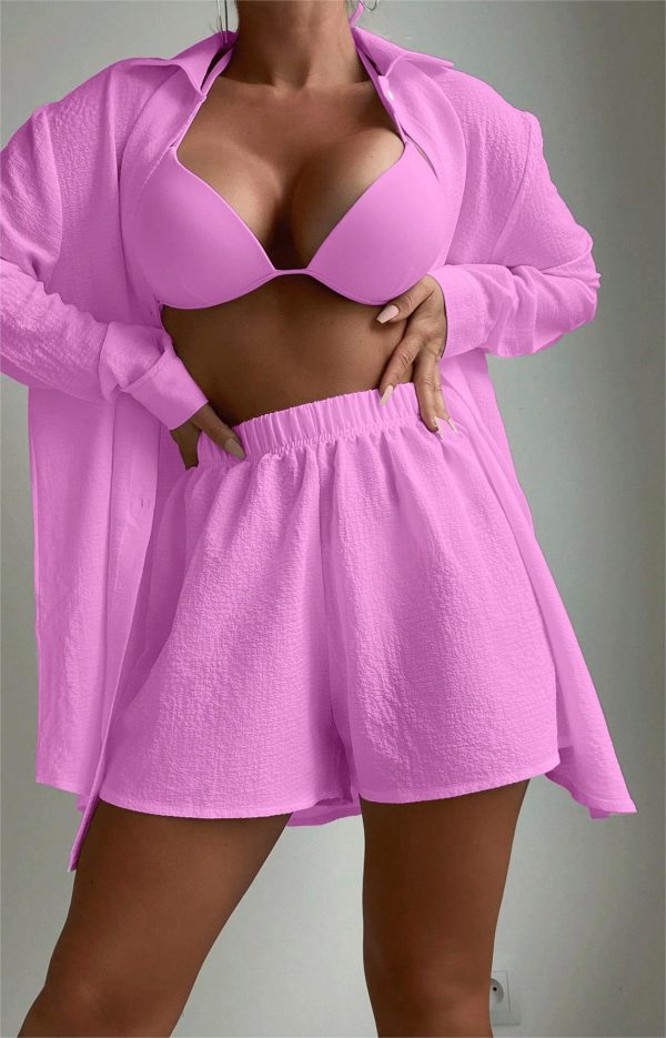 Solid Color Beach Cover-Up Two-Piece Set for Vacation - Image 6