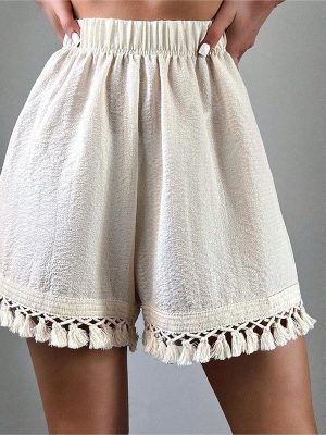 Sexy Lace-Stitched Beach Shorts with Elastic Waistband