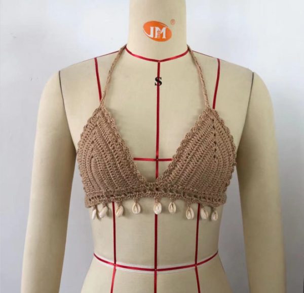 Sexy Shell Embellished Crochet Cutout Bikini Swimsui - Image 6