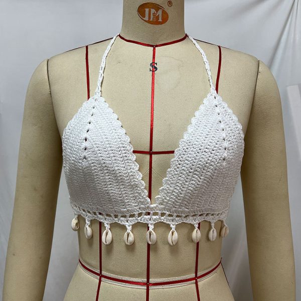 Sexy Shell Embellished Crochet Cutout Bikini Swimsui - Image 7