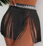 Tassel Beach Skirt Cover-Up with Elastic Waistband