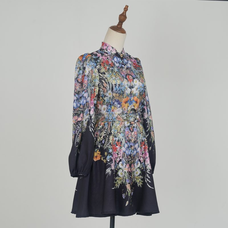 Early Autumn Lantern Sleeve Belted Printed Dress for Women - Image 12