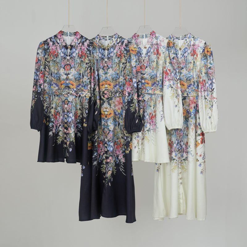 Early Autumn Lantern Sleeve Belted Printed Dress for Women - Image 14
