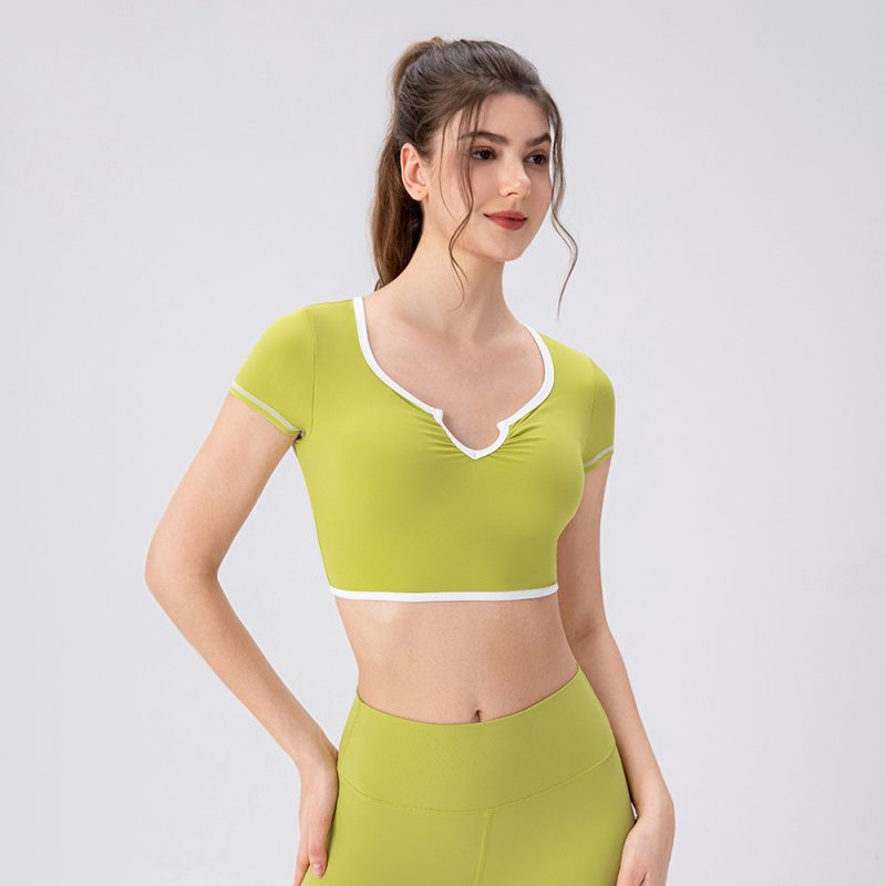Women’s Short Sleeve Yoga Top with Chest Pad – Shockproof Fit - Image 5