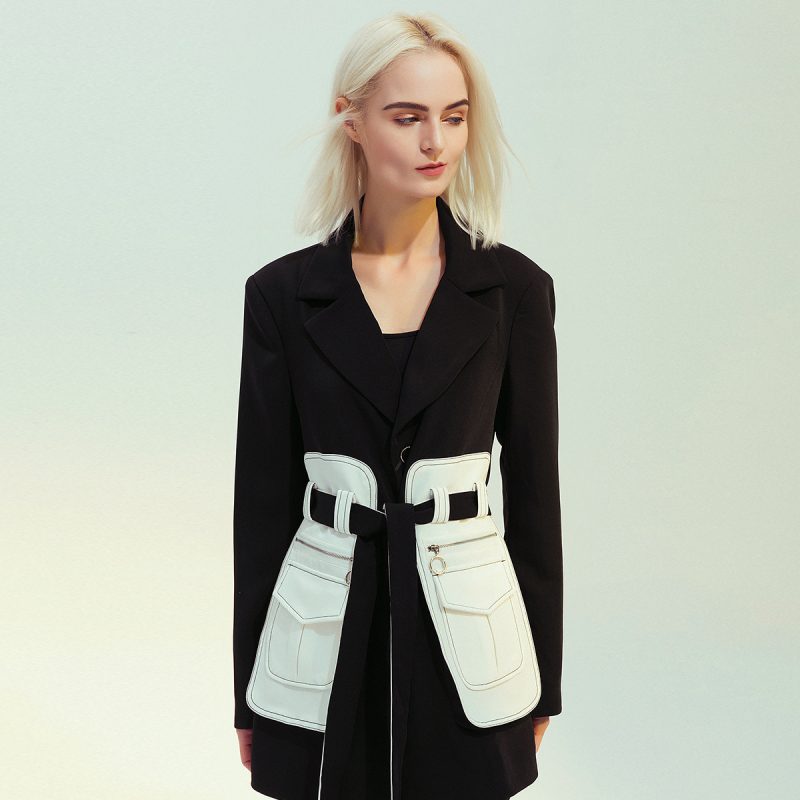 Women Lace Stitching Washed Coat Loose Mid-Length Top Windbreaker