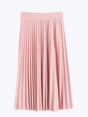 Mid-Length Pleated Chiffon Skirt for Women – High Waist Slimming