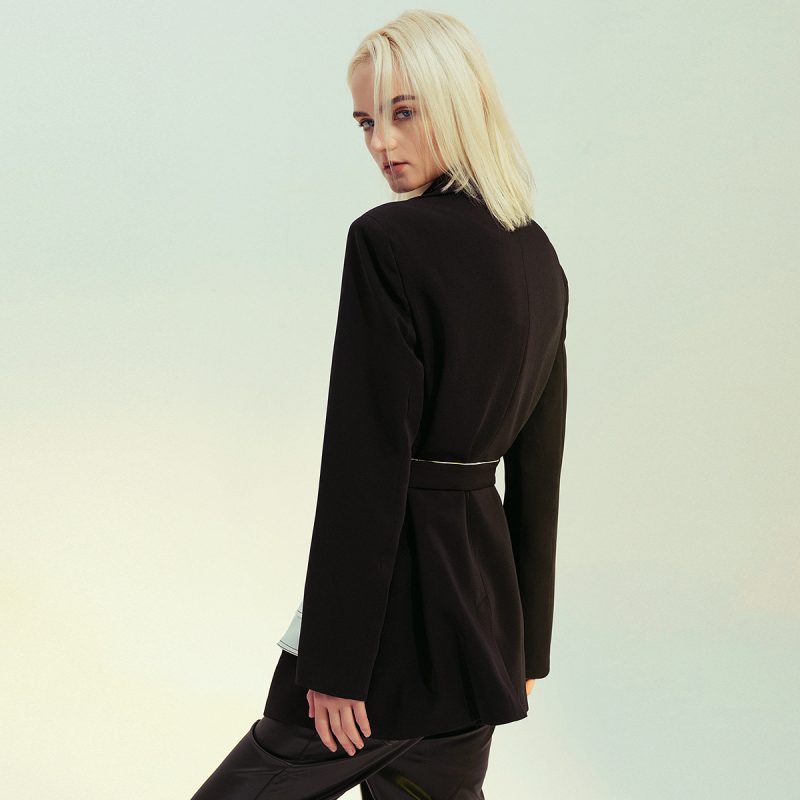 Women Lace Stitching Washed Coat Loose Mid-Length Top Windbreaker - Image 3