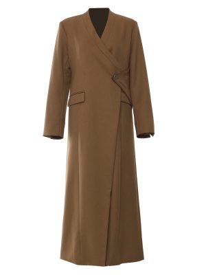 Autumn Winter Special Machine Craft Irregular Asymmetric Structure Long Trench Coat