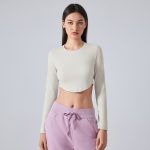 Nude Feel Long Sleeve Yoga Top - Breathable Slim Fit Workout Clothes