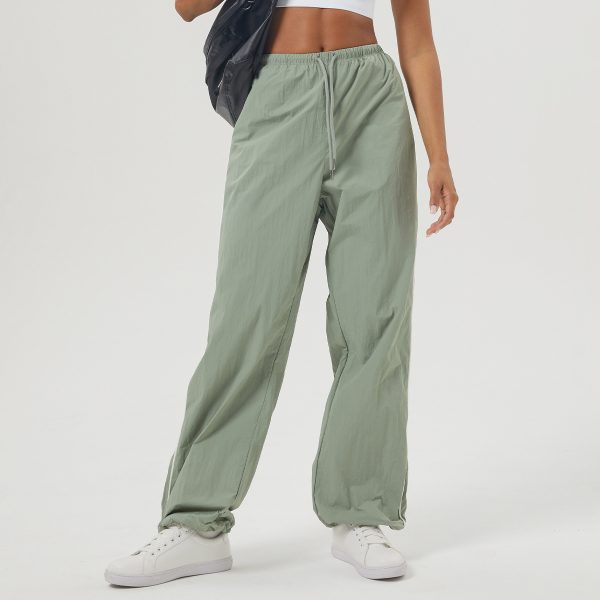 Contrast Color Casual Overalls with Drawstring Pocket Sports Trousers