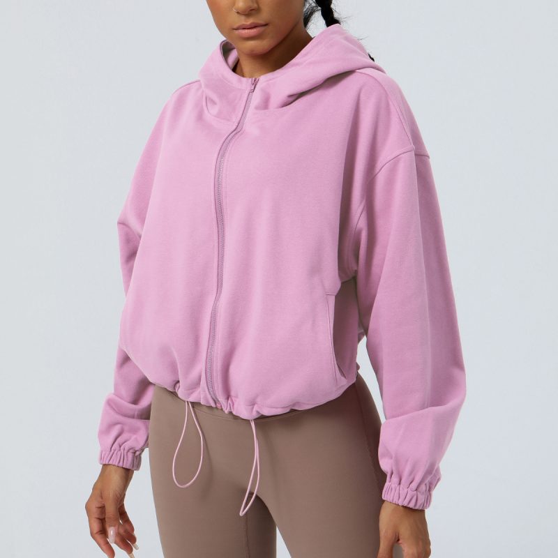 Loose Casual Sports Sweater Zipper Workout Top for Women