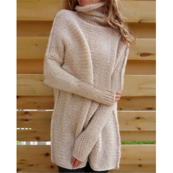 Solid Color Turtleneck Sweater for Women - Autumn Winter Knitwear - Image 3