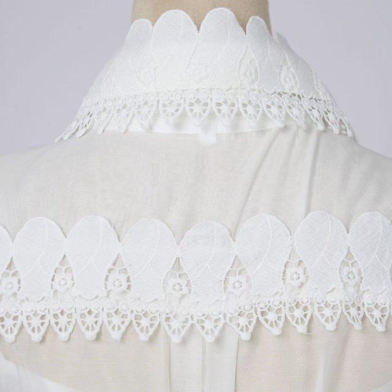 White Lace Cutout Top & Fishtail Skirt Set for Women - Image 6