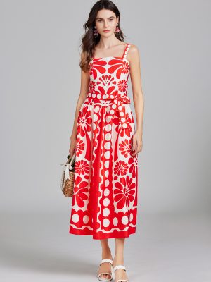 Summer Print Halter A-Line Long Dress – Women’s Casual Maxi Dress