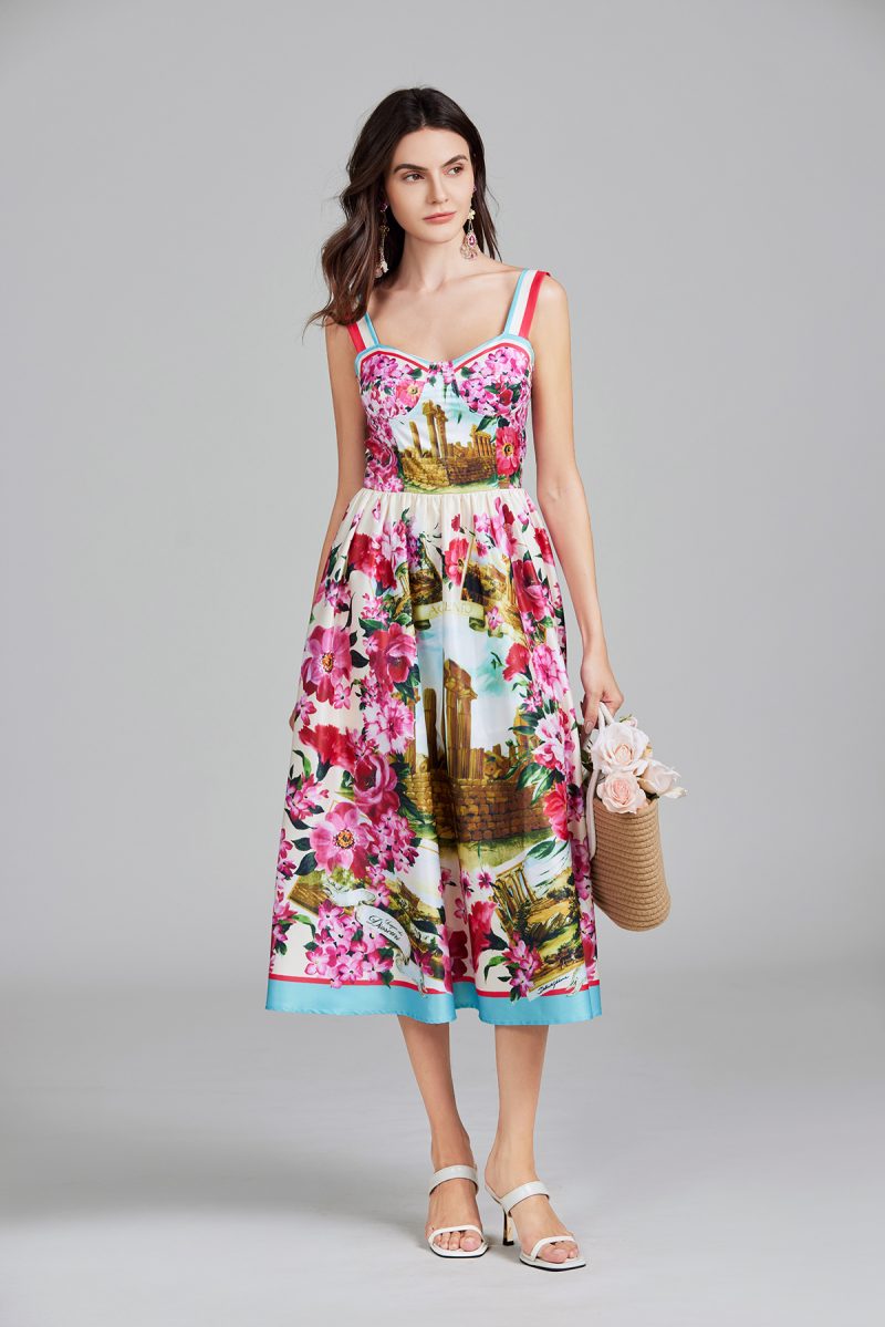 Summer Print Halter A-Line Long Dress – Women’s Casual Maxi Dress - Image 2
