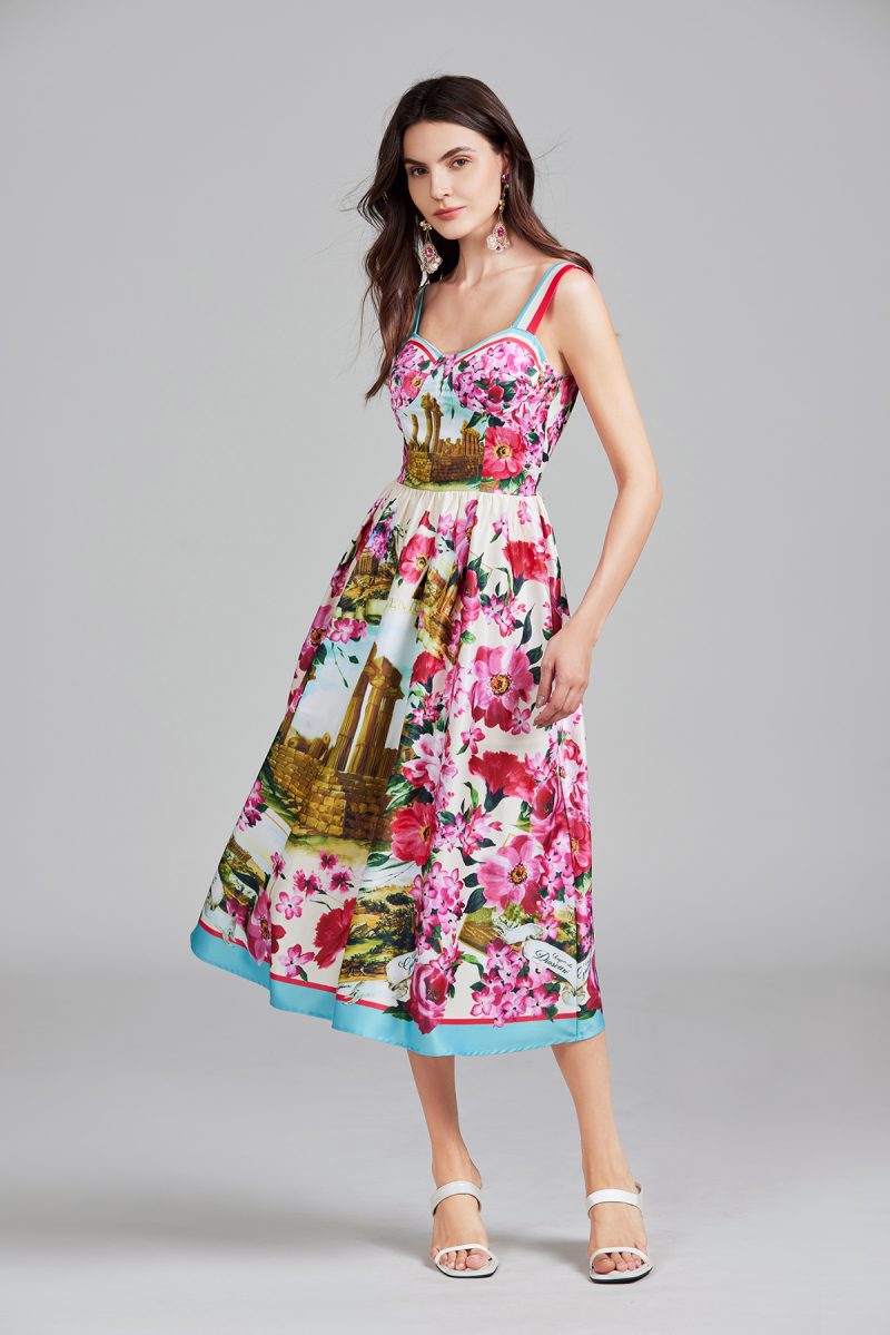 Summer Print Halter A-Line Long Dress – Women’s Casual Maxi Dress - Image 3