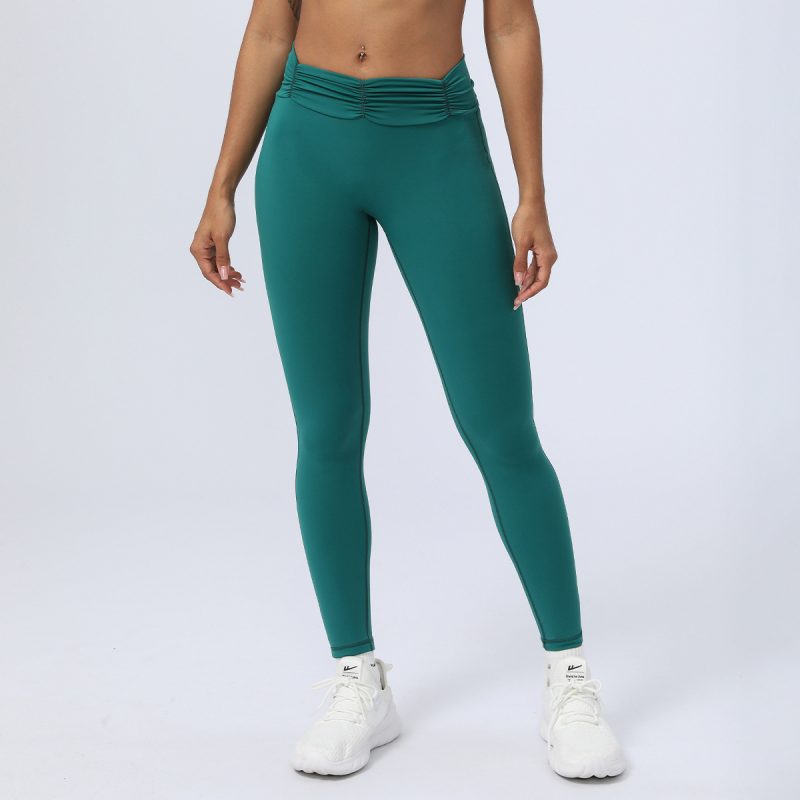 Nude Feel Pleated Yoga Ninth Pants for Women