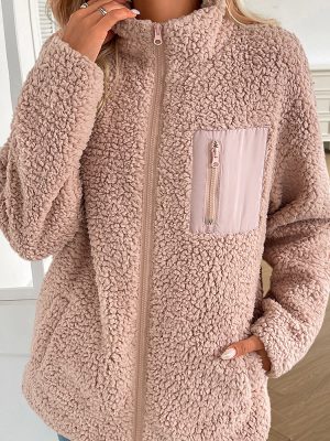 Autumn Winter Lamb Wool Berber Fleece Loose Casual Jacket Coat for Women