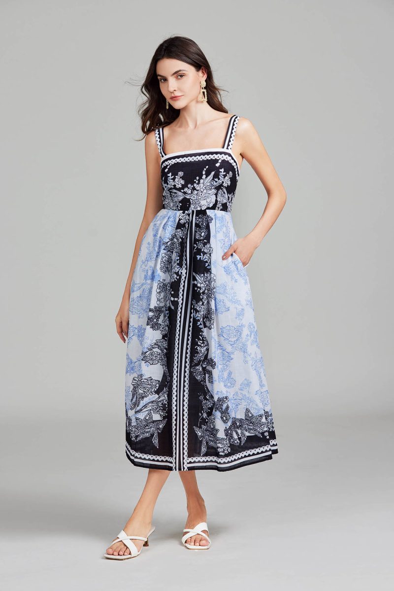 Women’s Summer Print Sexy Halter Long A-Line Swing Dress - Image 2