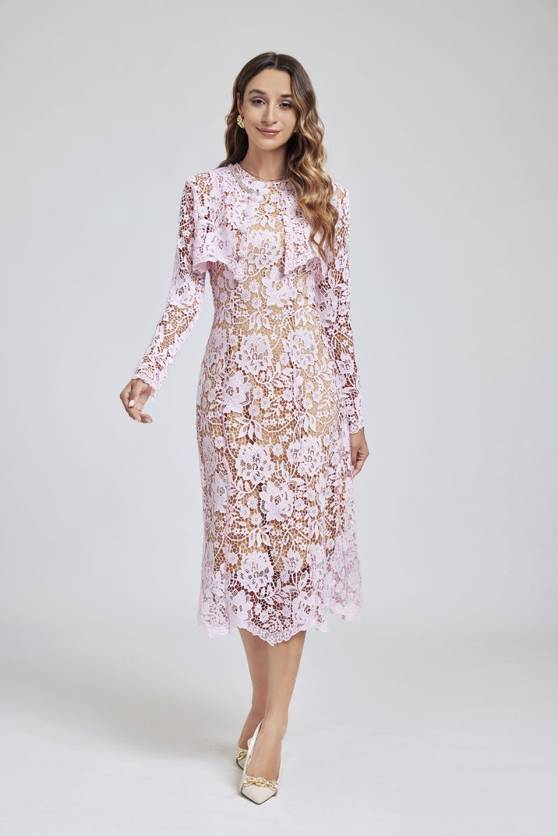 Spring Lace Buckle Blouse & Dress Two-Piece Set – Women’s Elegant Set - Image 2