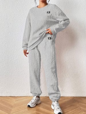 Round Neck Letter Graphic Sweatshirt & Sweatpants