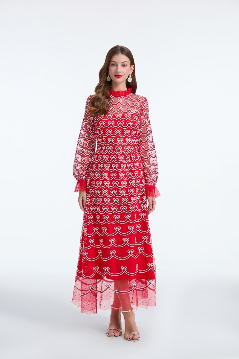Long Sleeve Sequin A-Line Dress – Spring & Autumn Style