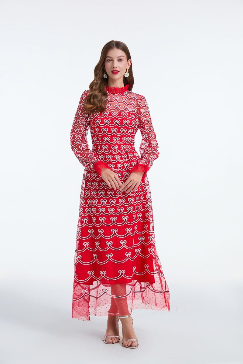 Long Sleeve Sequin A-Line Dress – Spring & Autumn Style - Image 2